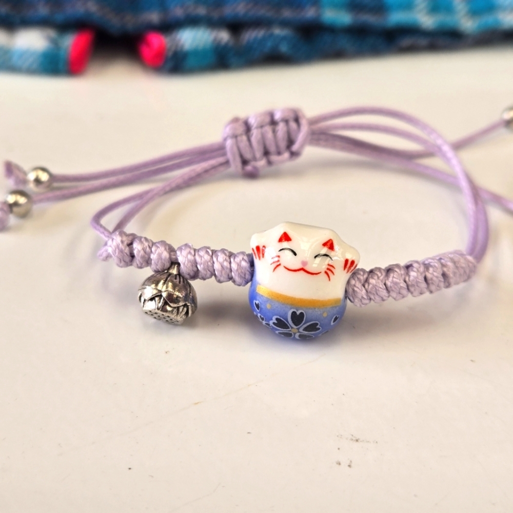 🍒🍒 Lilac Lucky Cat Handmade Bracelet ❗️Price Firm❗️